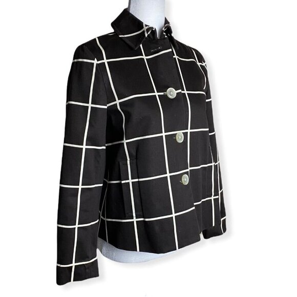 LAUREN Ralph Lauren Chocolate Brown Grid Print Blazer Jacket Lagenlook Sz P/P XS - Picture 4 of 9